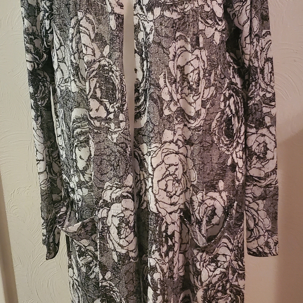 LuLaRoe Black and White Floral Cardigan